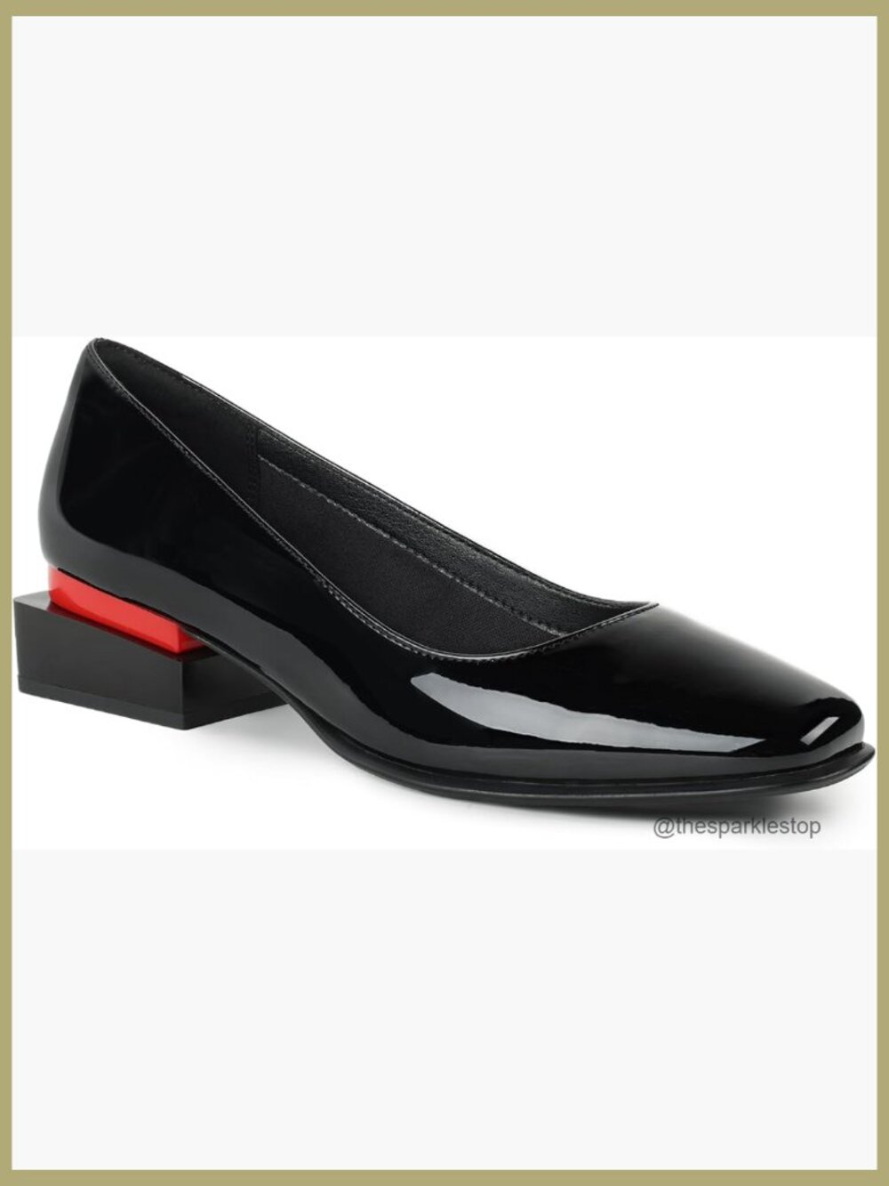Women's Chunky Heel Pumps with Arch Support - Square Toe Dress Flats